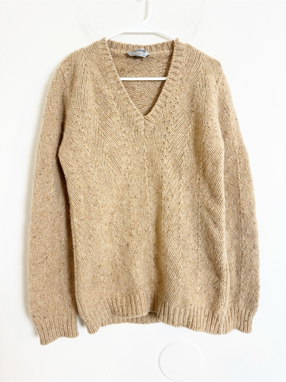Sportmax Camel Knit V-Neck Sweater